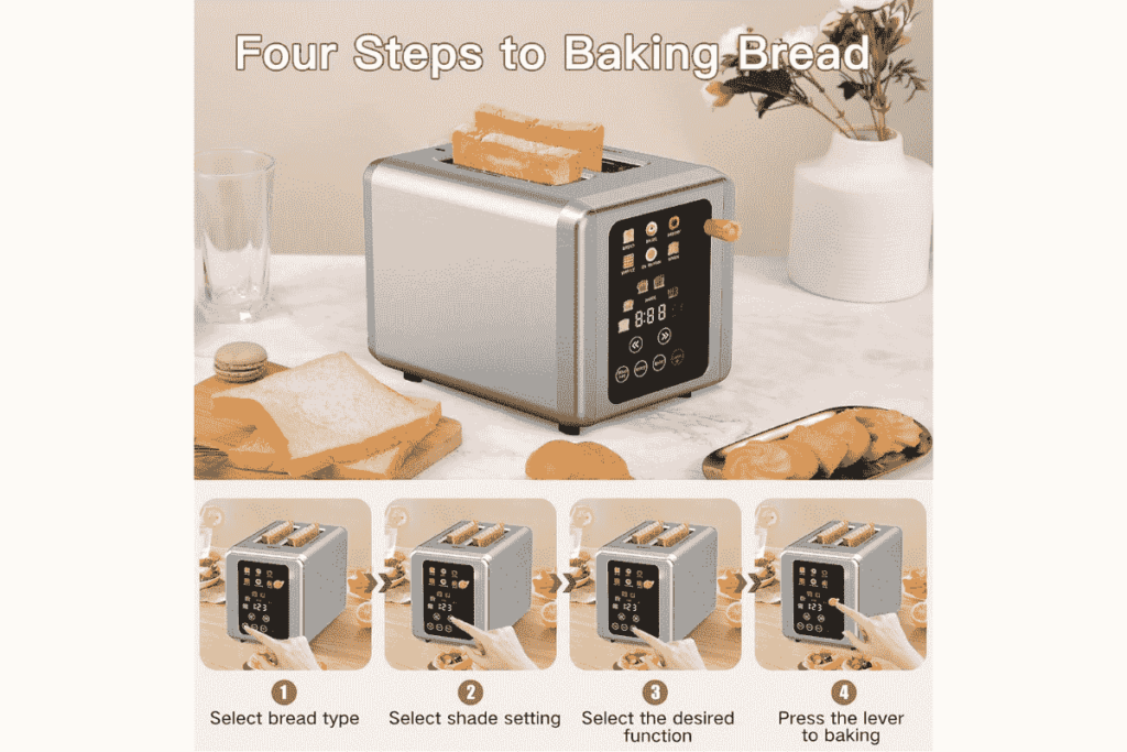 Modern Touch Screen Toaster by Whall with Adjustable Settings