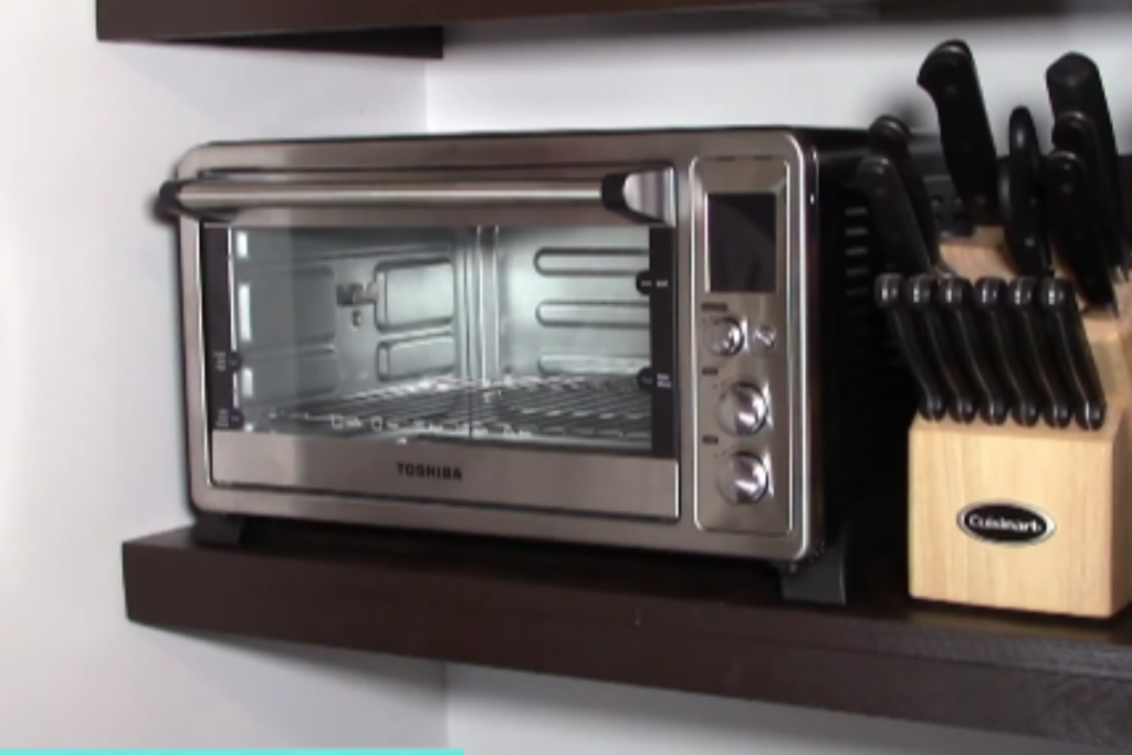 Toshiba Toaster Oven AC25CEW SS in modern kitchen