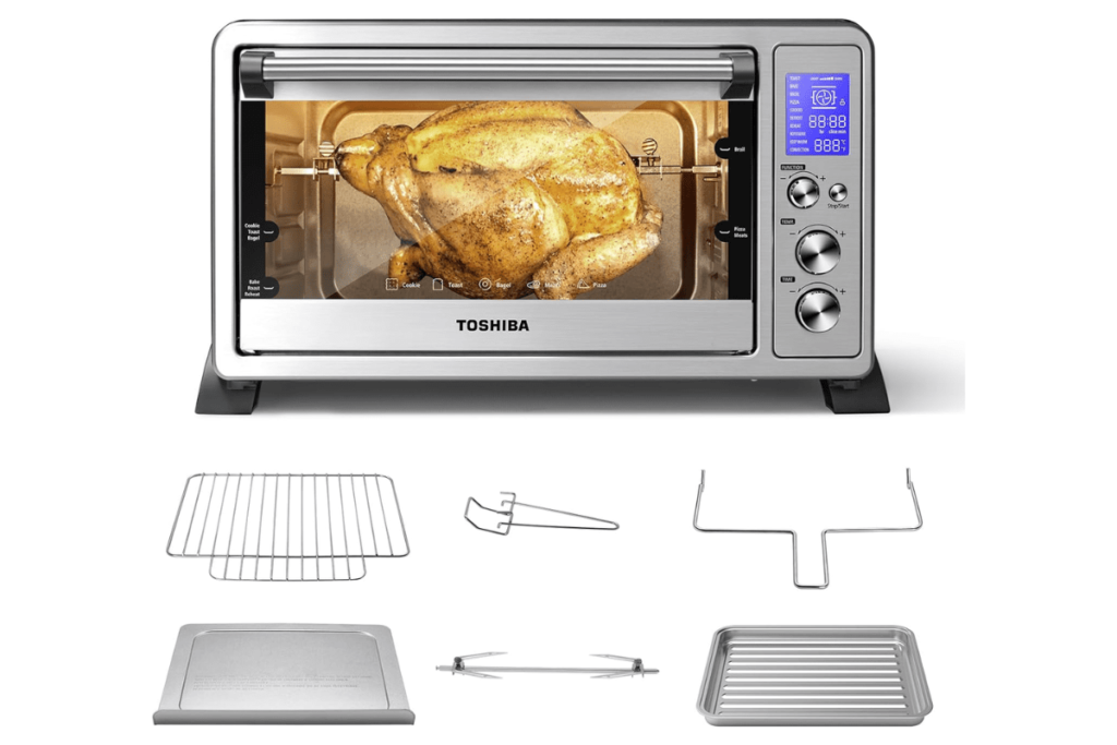 Toshiba Toaster Oven AC25CEW SS with accessories