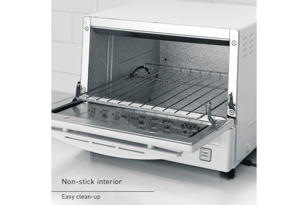 white small toaster oven easy clean-up